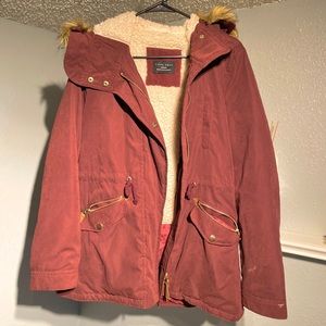 Zip Up Fluffy Hooded Jacket